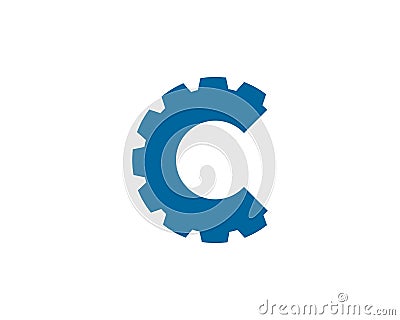 C simple gear logo template Vector Illustration