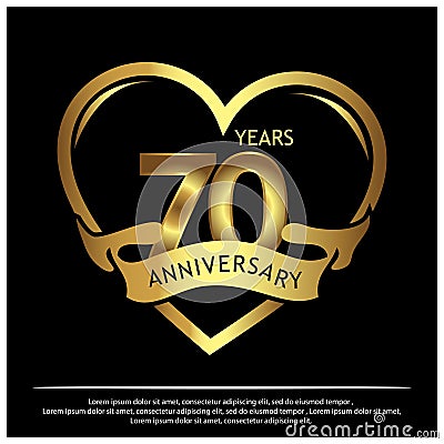 70 years anniversary golden. anniversary template design for web, game ,Creative poster, booklet, leaflet, flyer, magazine, invit Vector Illustration