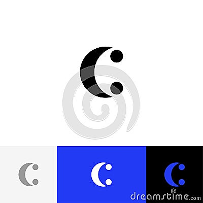 C with two dots vector. Minimalism logo, icon, symbol, sign from letters c. Vector Illustration