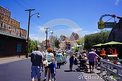 CA Adventure Radiator Springs Crowd Editorial Stock Photo