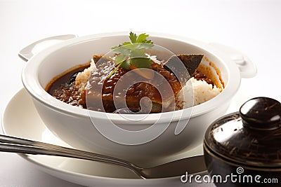 Ca Kho To, AI generative Vietnamese fish stew made with caramelized fish and served with rice Stock Photo