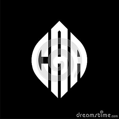CAA circle letter logo design with circle and ellipse shape. CAA ellipse letters with typographic style. The three initials form a Vector Illustration