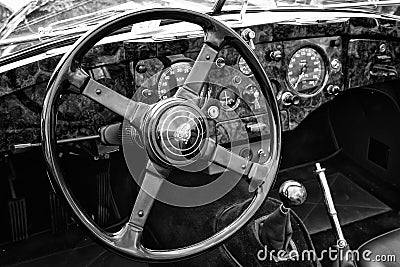 Cab Car Jaguar XK140 Roadster, (black and white) Editorial Stock Photo