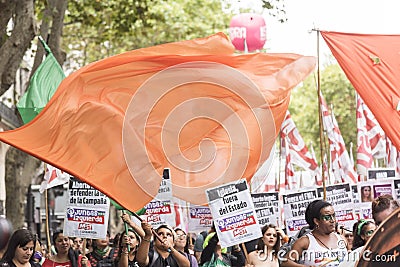 Argentina, orange flag, symbol of support for the separation of Church and State Editorial Stock Photo