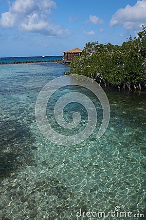 Cabana on Renaissance Island in Aruba Stock Photo