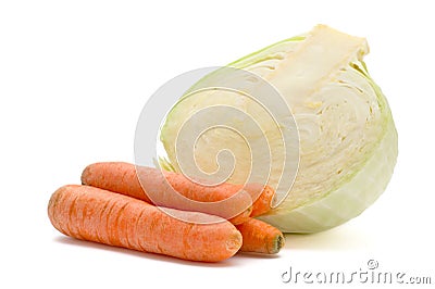 Cabbage-head and carrot Stock Photo