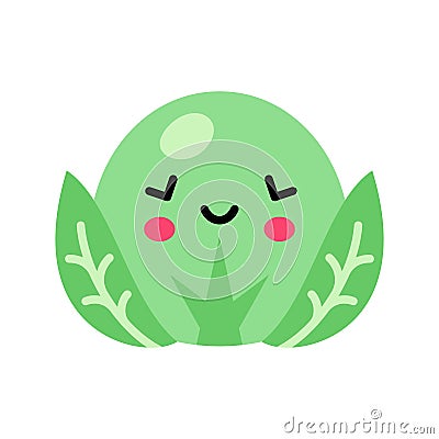 Cabbage cute kawaii style vegetable character vector illustration Vector Illustration