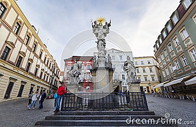 Cabbage Market Square, Zelny trh and Holy Trinity Column - Brno, Czech Republic .8 May 2023 Editorial Stock Photo
