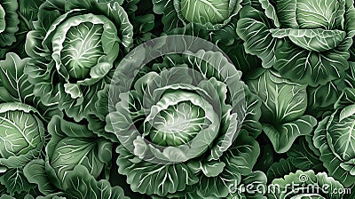The cabbage pattern exhibits a repeating sequence often found in nature, reminiscent of the fractal-like Stock Photo