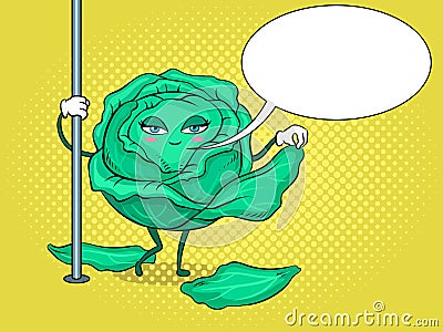 Cabbage pole dancer pop art vector illustration Vector Illustration