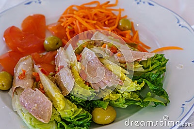 Cabbage salad, heart of lettuce, with tuna. Typical food of Tudela, La rioja, Spain Stock Photo