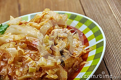 Cabbage Sauteed with Chicken Stock Photo