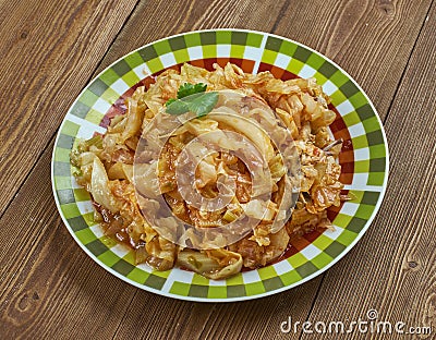Cabbage Sauteed with Chicken Stock Photo