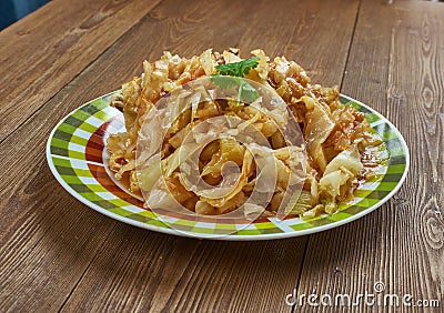 Cabbage Sauteed with Chicken Stock Photo