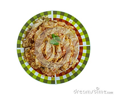 Cabbage Sauteed with Chicken Stock Photo