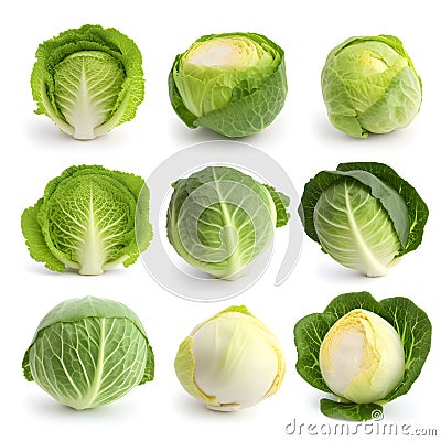 Cabbages isolated on white background Stock Photo