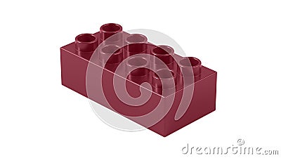 Cabernet Plastic Lego Block Isolated on a White Background. Stock Photo