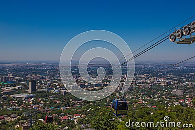 Cabin of cable car at Almaty city view, Kazakhstan Editorial Stock Photo