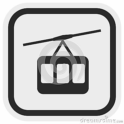 Cabin Cableway, mountain lift, gray and black frame, vector icon, symbol, eps. Vector Illustration