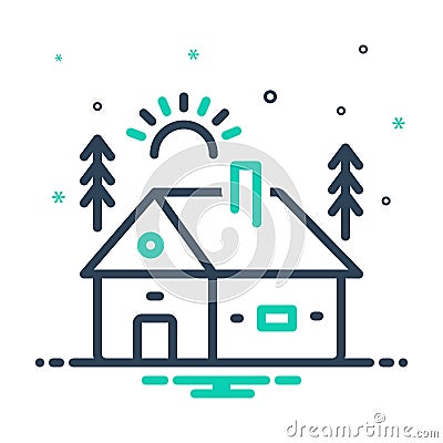 Mix icon for Cabin, cottage and shack Vector Illustration