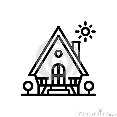 Black line icon for Cabin, humpy and camping Vector Illustration