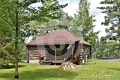 Cabin on Leonard Pond, Colton, St. Lawrence County, New York, United States. NY. US. USA. Stock Photo