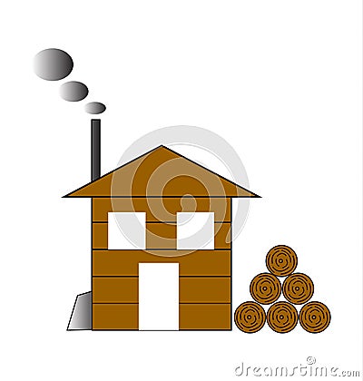 Cabin lodge with tree trunks Vector Illustration