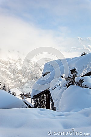 Cabin in Murren, Swiss Alps Stock Photo