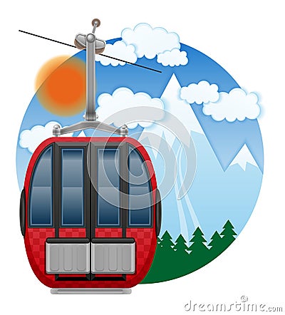 Cabin ski cableway emblem vector illustration Vector Illustration