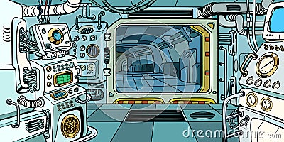 Cabin of the spacecraft Vector Illustration