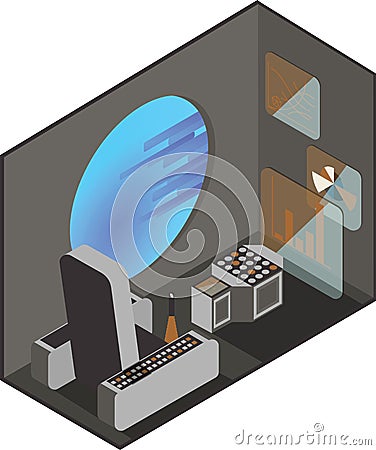 Cabin of spacecraft pilot Vector Illustration