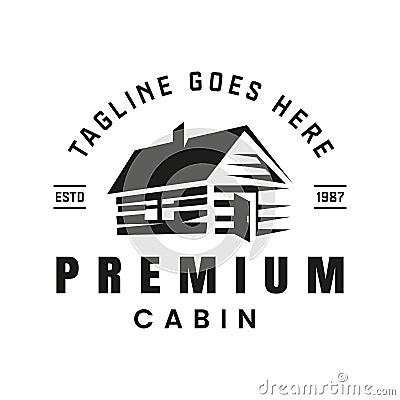 Cabin Wooden Farm Minimalist Vintage Retro Art Logo design inspiration vector Vector Illustration
