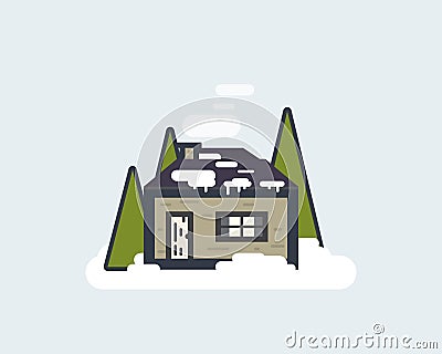 Cabin in the woods Vector Illustration