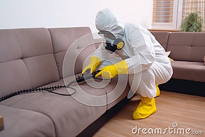 cockroach pesticide sofa insect control exterminator pest uniform kill termite. Generative AI. Stock Photo