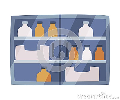 Cabinet with Drugs and Medication as Medical Equipment and Assistance Device Vector Illustration Vector Illustration