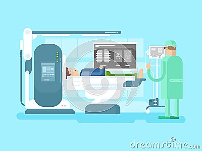 Cabinet with an MRI device Vector Illustration