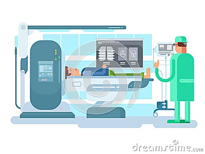 Cabinet with an MRI device Vector Illustration