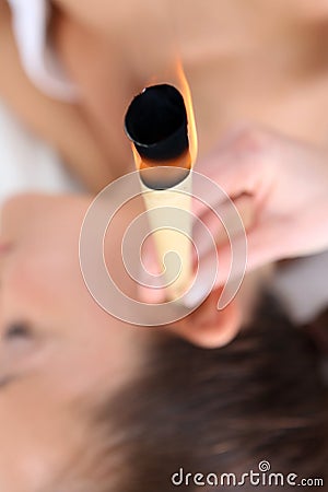 Cabinet of natural medicine - ear candling Stock Photo