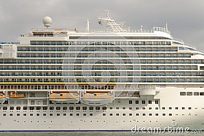 Cabins and life rarfts of a modern cruise ship Editorial Stock Photo