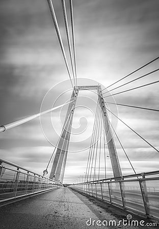 Cable Bridge in Umea, Sweden Stock Photo