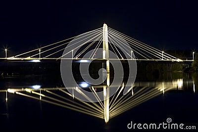 Cable Bridge in UmeÃ¥, Sweden Stock Photo