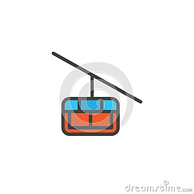 Cable car cabin filled outline icon Vector Illustration