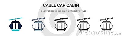 Cable car cabin icon in filled, thin line, outline and stroke style. Vector illustration of two colored and black cable car cabin Vector Illustration