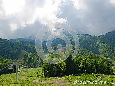 Cable car, cable car, cable car, mountain road Stock Photo