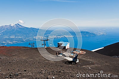 Cable Car Calbuco Volcano Chile Stock Photo