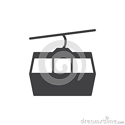 Cable car icon vector, filled flat sign, solid pictogram isolated on white. Vector Illustration