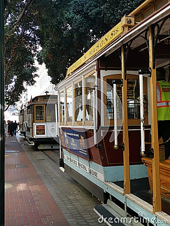 The cable car number 22, detail, famous tram ride attraction in San Francisco, California, USA Editorial Stock Photo