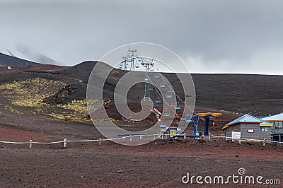 Cable Car in Osorno Volcano in nasty weather, Chile Editorial Stock Photo