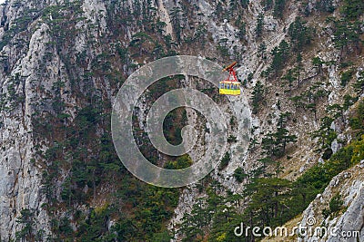 Cable car path to the mountains Stock Photo