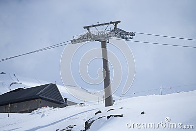 Cable car in ski Resort Sierra Nevada Stock Photo